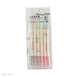 good price 6 pieces double-headed highlighter marker