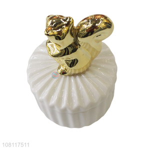 Wholesale ceramic jewelry cases ceramic squirrel trinket box