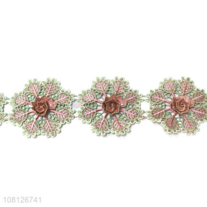 Top quality flower shape decorative polyester lace trim