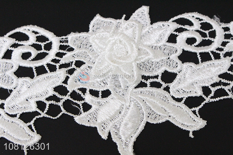 Fashion style white lace trim embroidery lace for garment