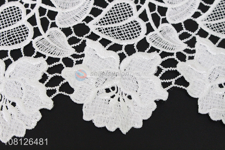 Factory supply white lace fabric lace trim embroidery decoration