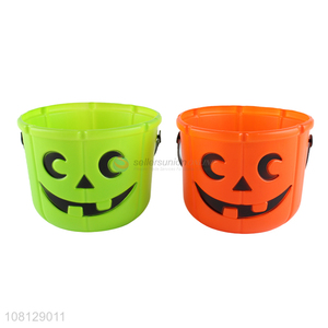 Factory supply Halloween pumpkin bucket plastic candy bucket