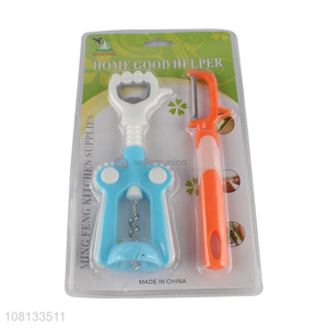 Good quality 2pieces bottle opener fruit peeler set for kitchen