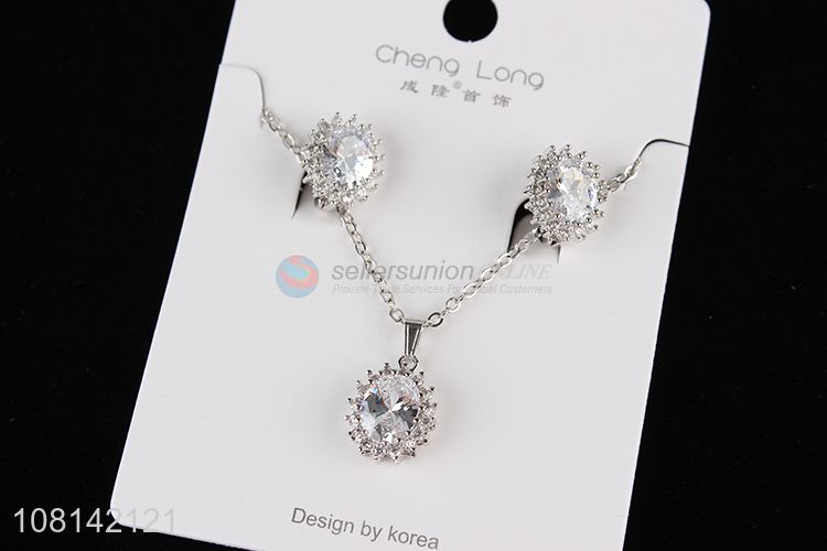 Best selling diamond pendant necklace and earring set jewelry set