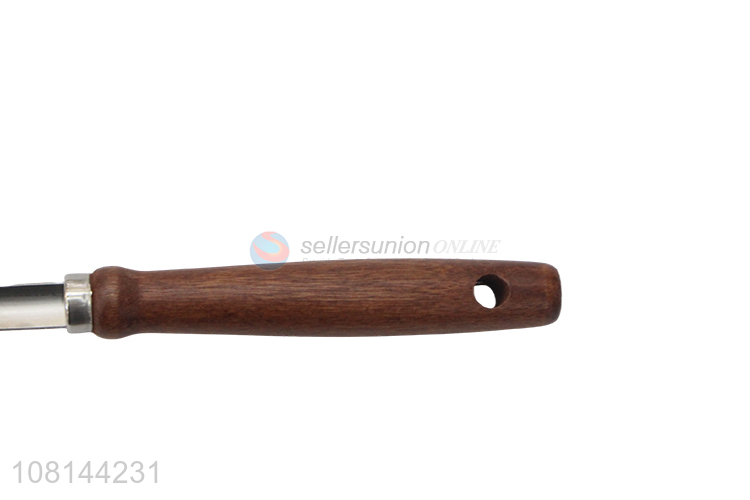 High quality silver soup spoon wooden handle hotpot spoon