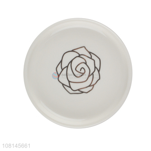 Fashion Flower Pattern Round Dish Cheap Ceramic Saucer