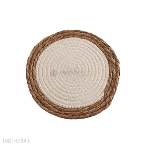 Wholesale reusable non-slip round woven dinner mat straw mat