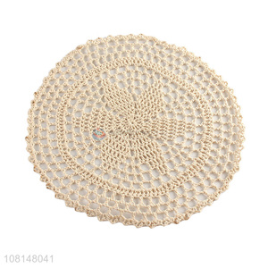 Popular design round crochet table mat cotton placemat wholesale