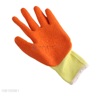 Factory supply 21s cotton latex crinkle safety work gloves