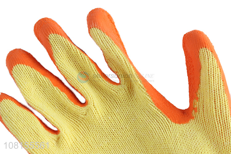 Factory supply 21s cotton latex crinkle safety work gloves