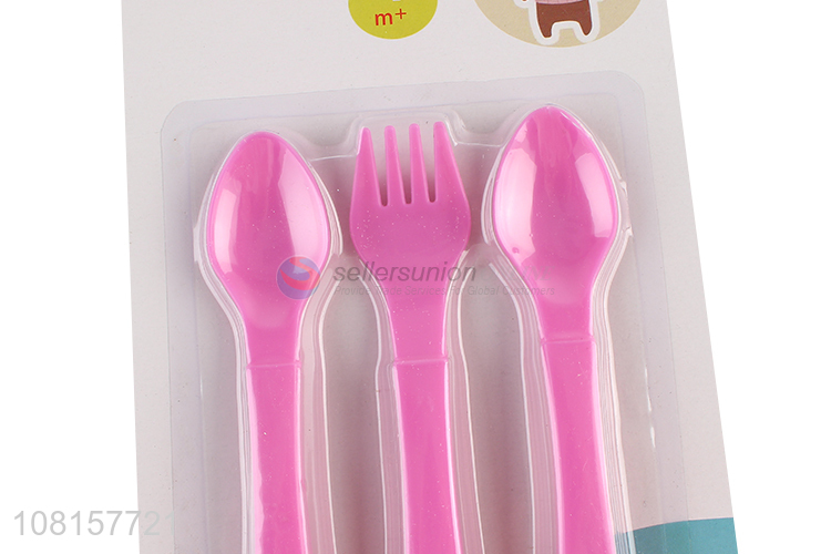 Factory supply plastic baby feeding fork spoon set for sale