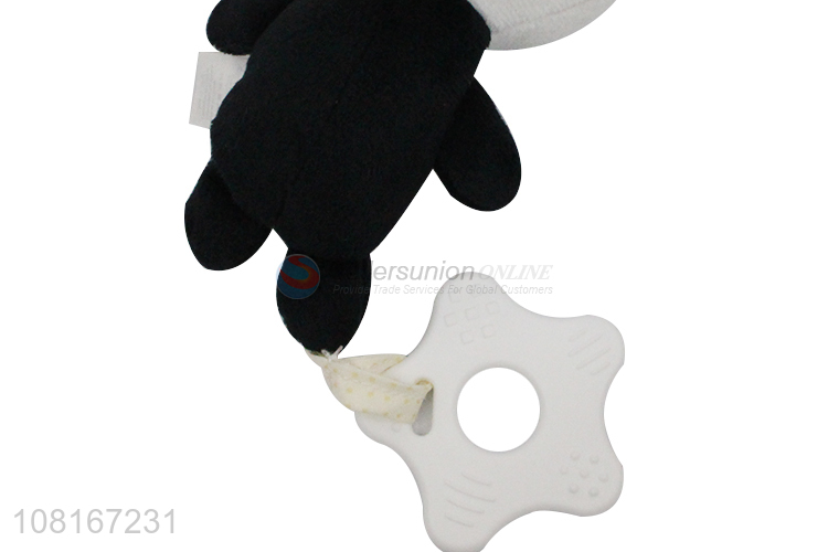 High quality cartoon panda teether baby rattle for sale