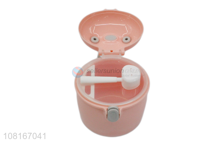 Good quality green portable milk powder container with spoon