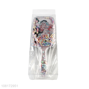 Creative Design Fashion Paddle Brush With Colored Beads