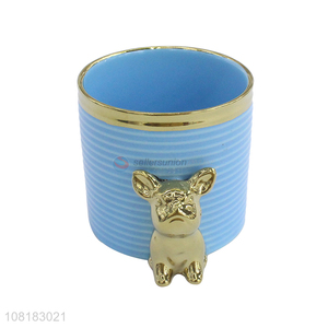 Factory wholesale blue mini ceramic flowerpots