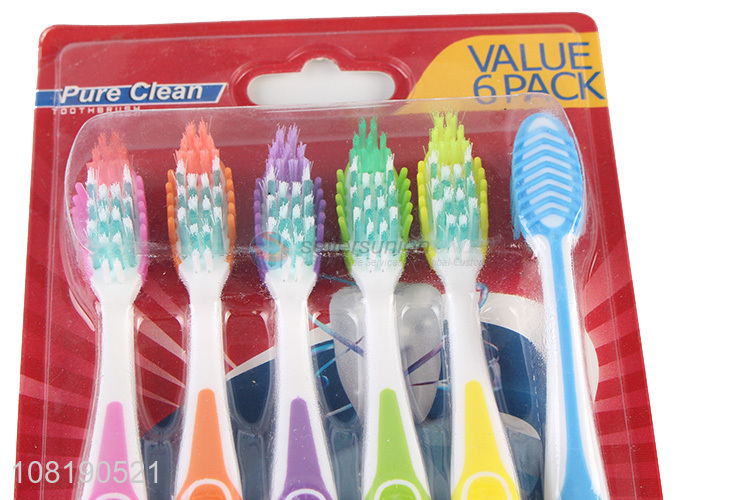 Wholesale 6 Pieces Colorful Nylon Toothbrush For Adults