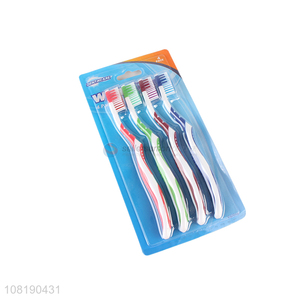 Wholesale 4 Pieces Non-Slip Handle Nylon Toothbrush Set