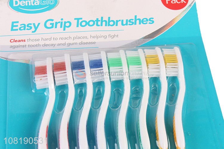 Good Sale 8 Pieces Easy Grip Handle Nylon Toothbrush For Adults