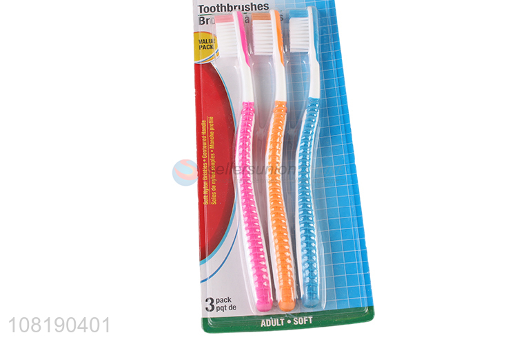 Factory Price 3 Pieces Soft Nylon Toothbrush For Adults