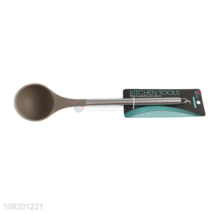 Factory price silicone soup spoon with stainless steel handle