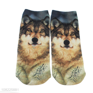 Top product novelty wolf socks funny 3D digital printing socks