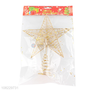 Recent design Christmas treetop ornaments gold metal wire star