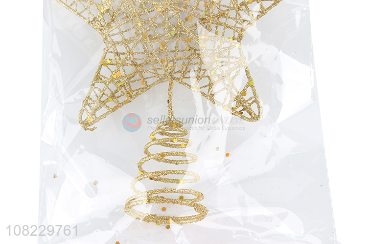 Good quality gold glitter wire star tree topper Xmas ornaments