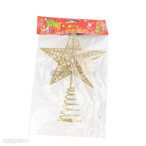 China supplier iron art glitter star tree topper Christmas ornaments