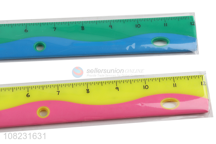 Wholesale 30cm colorful plastic straight ruler student stationery