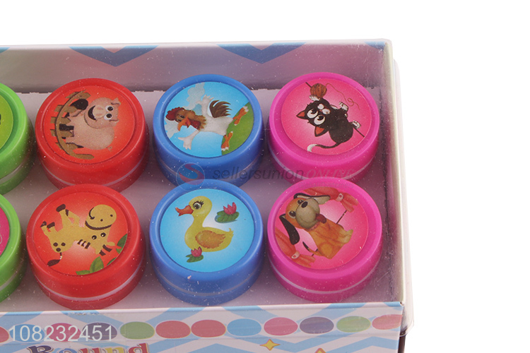 New design cute round animal pattern stamper toys for children