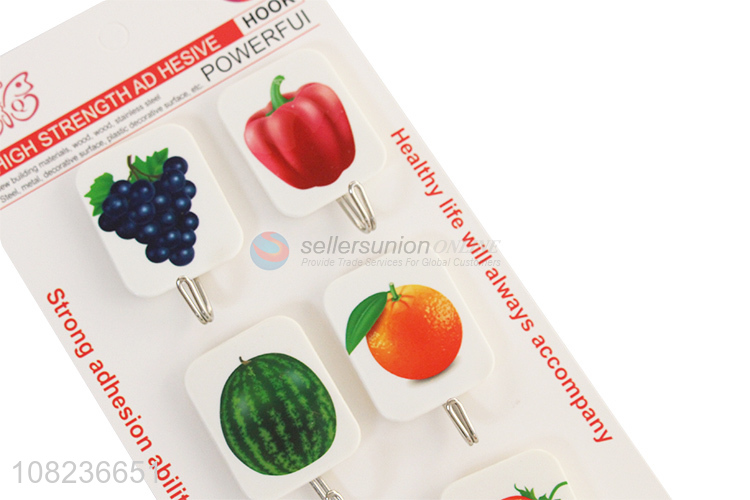 Wholesale 6 Pieces Fruit Pattern Sticky Hooks Wall Hook Set