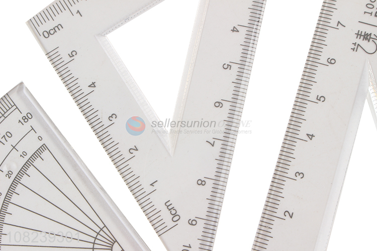 Good Sale Student Acrylic Ruler Protractor Stationery Set