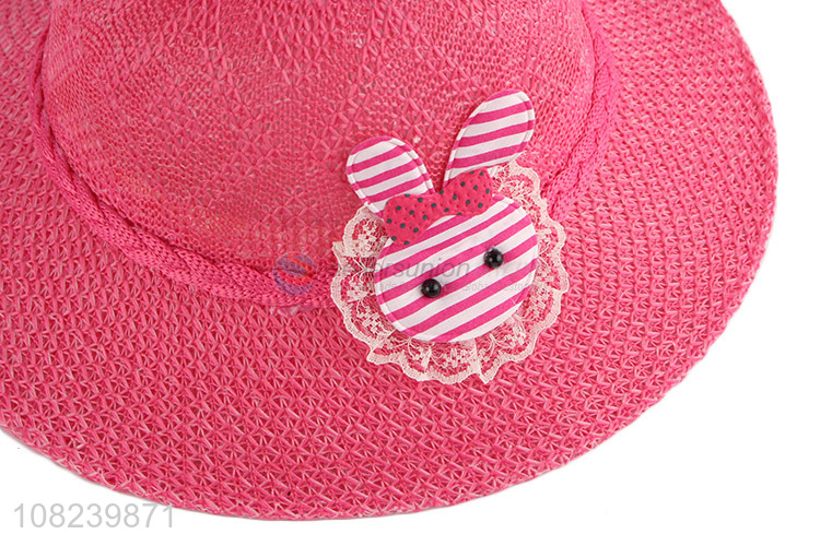 Yiwu supplier pink papyrus hat girls fashion straw hat