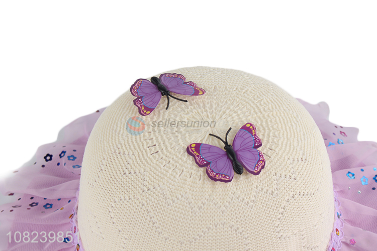 Yiwu market creative butterfly hat girls cute straw hat