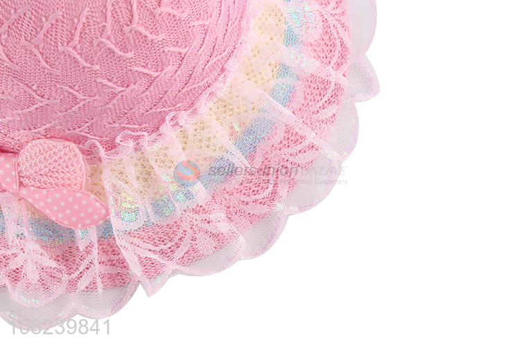 Factory price cute lace straw hat sunhat for summer