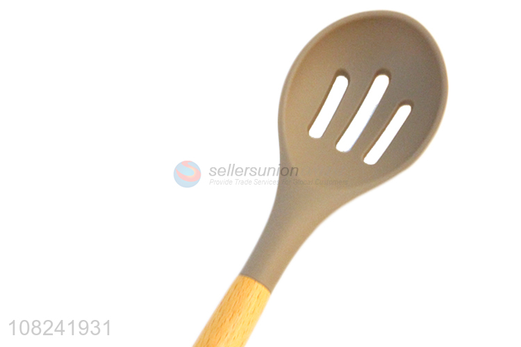 Hot selling creative bamboo handle slotted spoon