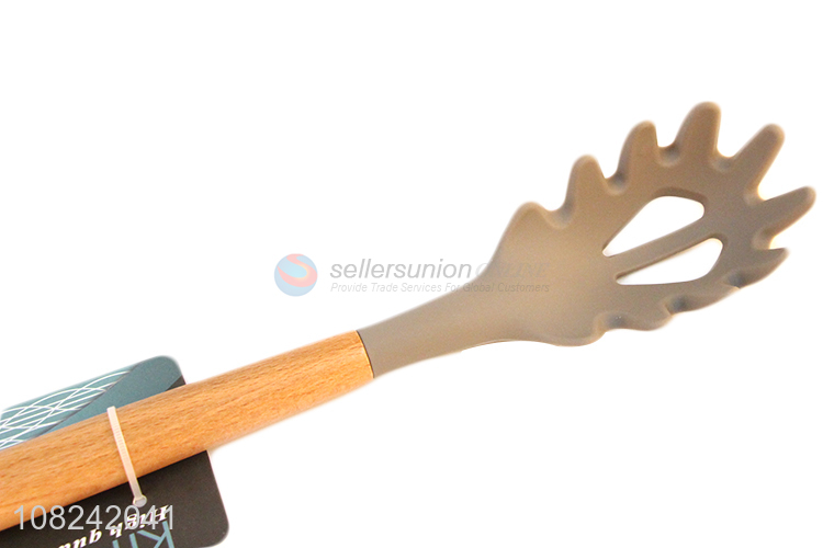 Yiwu Market Silicone Spaghetti Spoon with Bamboo Handle