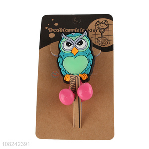 New arrival cute cartoon owl toothbrush holder with suction cup