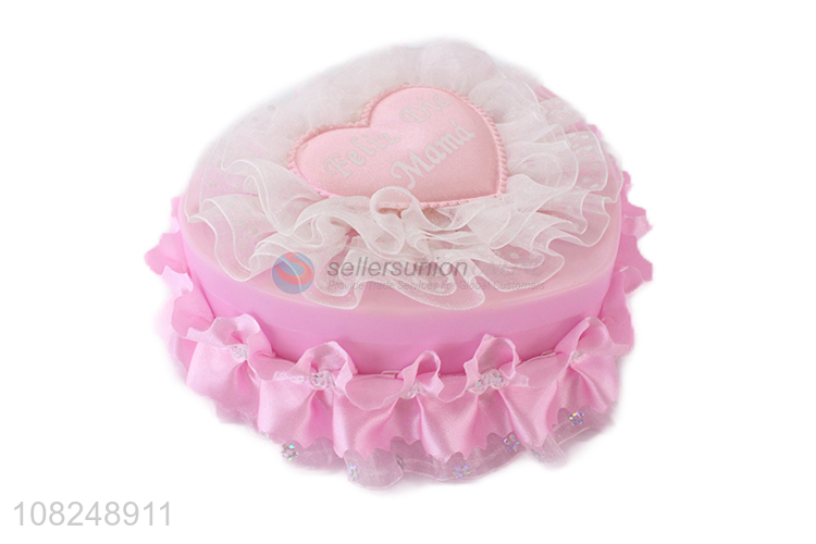 Good selling pink fashion plastic jewelry storage box with lace