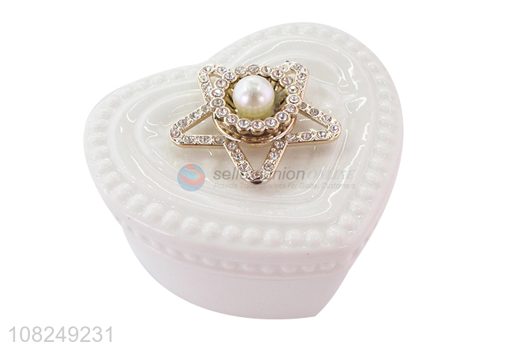 New arrival heart shape ceramic ring box jewelry box for sale