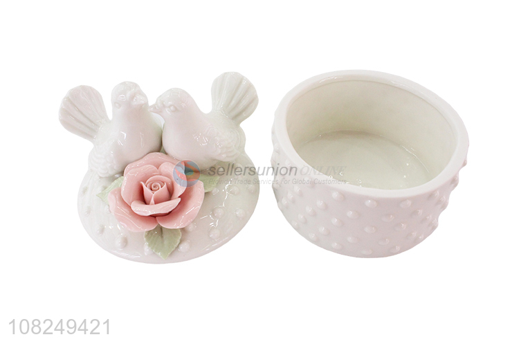 China wholesale delicate design ceramic jewelry box jar