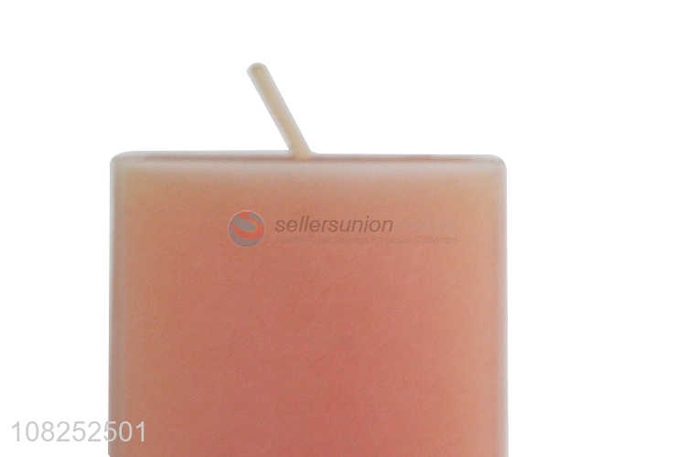 Low price orange square column wax simple scented candle