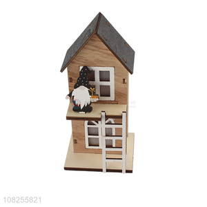 Good quality holiday decoration wooden Christmas house with led light