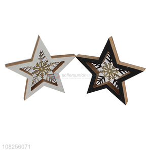 Hot selling wooden star Christmas desktop decoration for home office