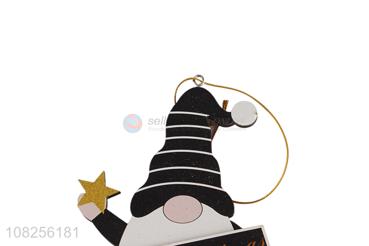 Good quality Christmas hanging decor wooden gnome slice ornament