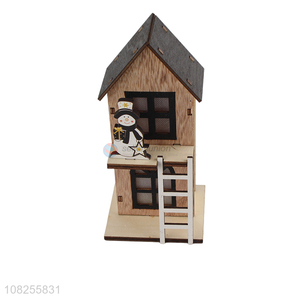 Factory wholesale wooden Christmas house light wooden Xmas craft