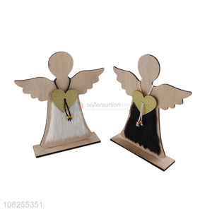 Online wholesale wooden angel ornaments Christmas tabletop decoration