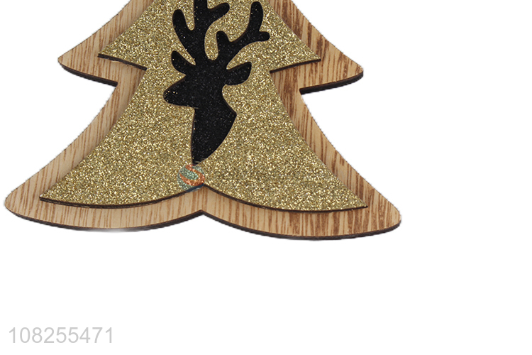 Wholesale Christmas tree shape Christmas hanging wooden ornaments