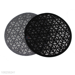 Wholesale round hollowed-out non-woven Christmas table mats placemats