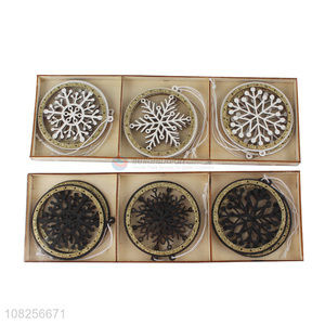 Wholesale creative wood carving hang brand snowflake pendant